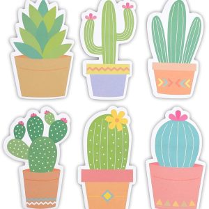 6-Pack Cactus Sticky Notes, Cute Succulent Note Pad for Office Stationery Supplies, Adhesive Plant Memo Reminder Notepads, Teacher Appreciation Funny Gifts, Fun Desk Accessories (6 Designs)