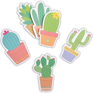 Cute Cactus Sticky Notes, 6 Pack Succulent Plants Self Stick Notepads Large Sticky Memo Pad Markers Flags for Teacher Students Stationery Gift Supplies