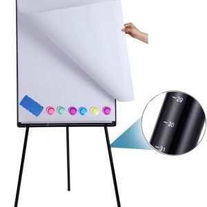 Dry Erase Easel 24" x 36"|Height Adjustable Magnetic White Board Easel with Tripod Stand|Office Presentation Board w/Flipchart Pad, Magnets & Eraser, Black