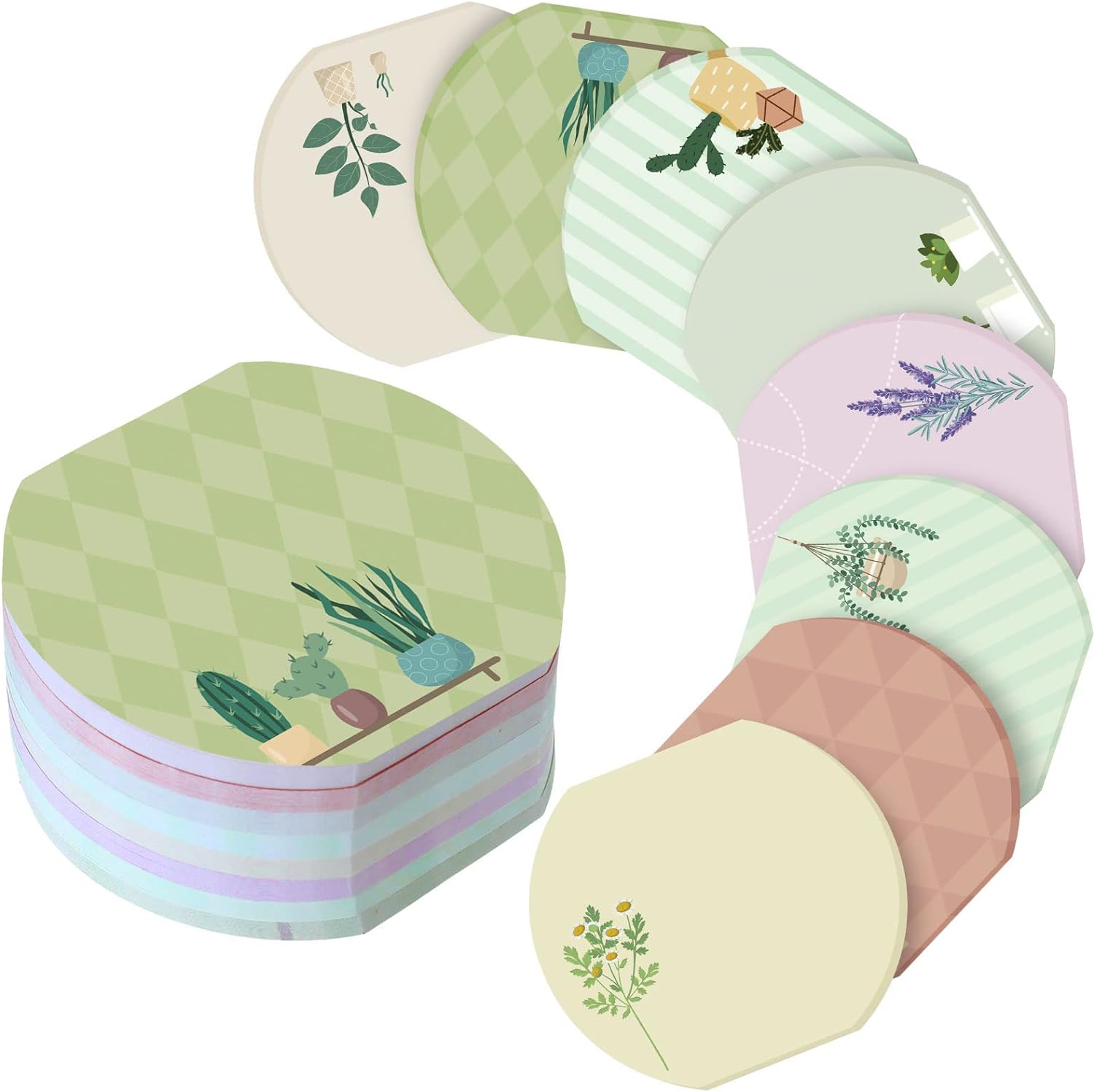 8 Pcs Plant Theme Sticky Notes Assorted Color Funny Sticky Note Pad List Stylish Leaf Pattern Practical Cute Notepads for School Office Home Supplies, 50 Sheets Per Piece