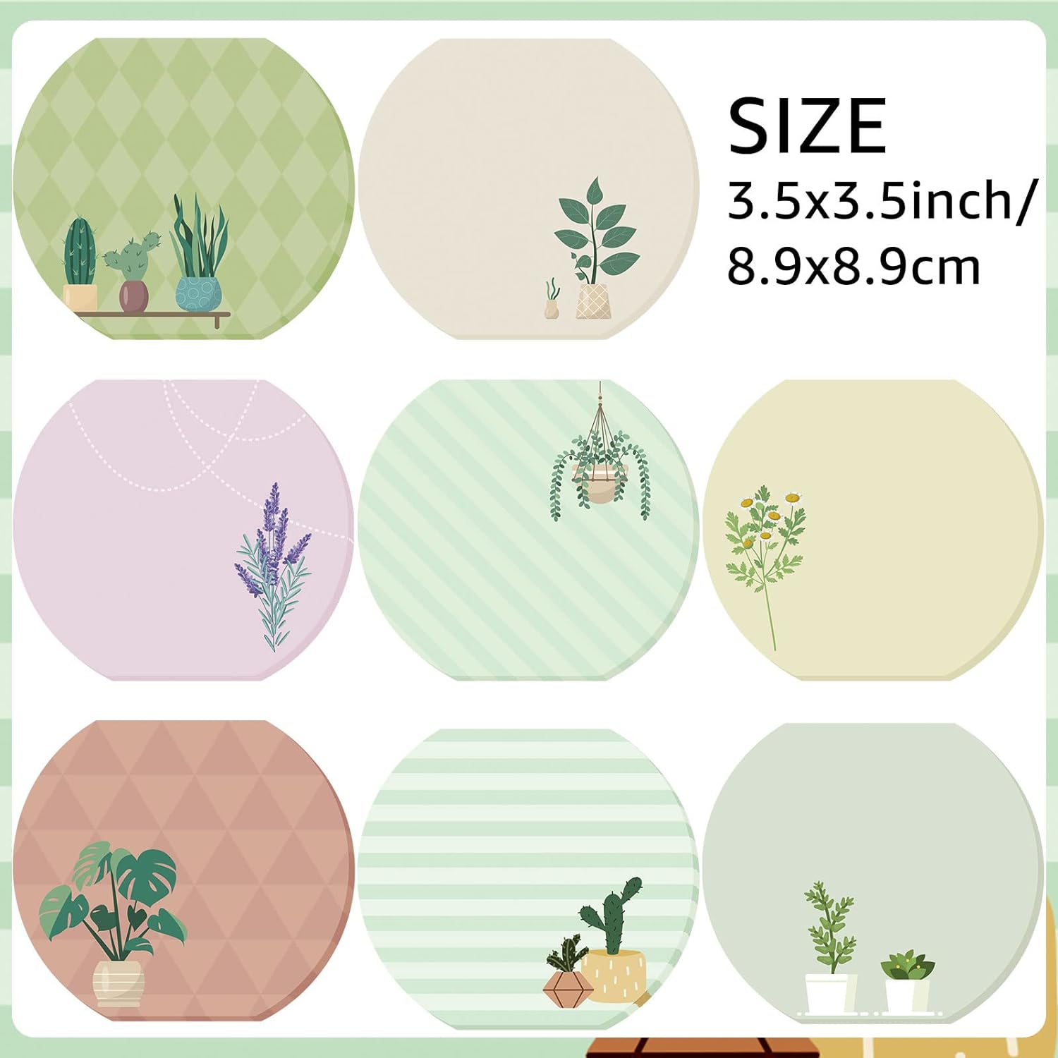 8 Pcs Plant Theme Sticky Notes Assorted Color Funny Sticky Note Pad List Stylish Leaf Pattern Practical Cute Notepads for School Office Home Supplies, 50 Sheets Per Piece - Image 3