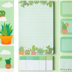 We Grow When Things are Hard Sticky Notes Set, 550 Sheets, Cute Cactus Shaped Self-Stick Notes Pads Plant Divider Tabs Bundle Writing Memo Pads Page Marker School Office Supplies Small Gift